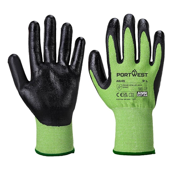 Portwest Unisex Adult A645 Nitrile Foam Safety Gloves XS Green/ Green/Black XS