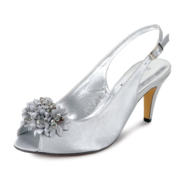 Lunar Dam/Damer Sabrina Corsage Court Shoes 4 UK Grå Grey 4 UK