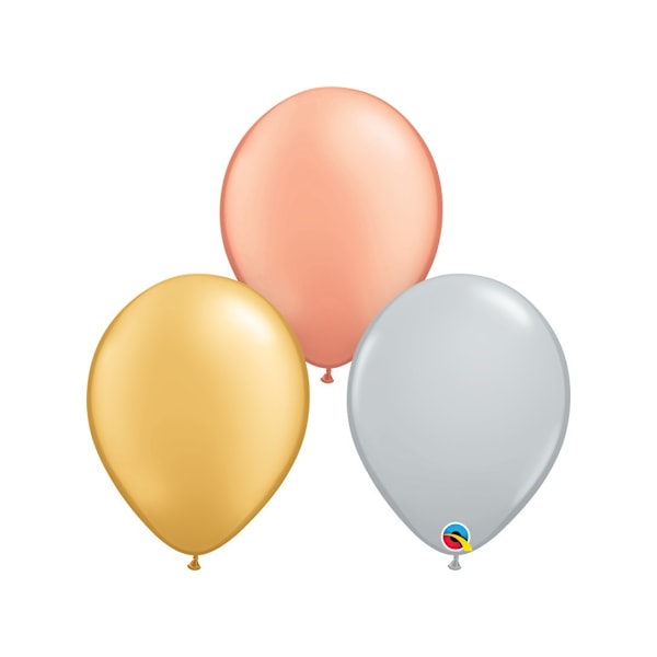 Qualatex Latex Metallic Ballong (Förpackning om 100) En Storlek Blush/Guld/Grå Blush/Gold/Grey One Size