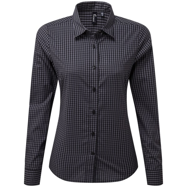 Premier Dam/Dam Maxton Gingham Långärmad Skjorta XS Stål Steel/Black XS