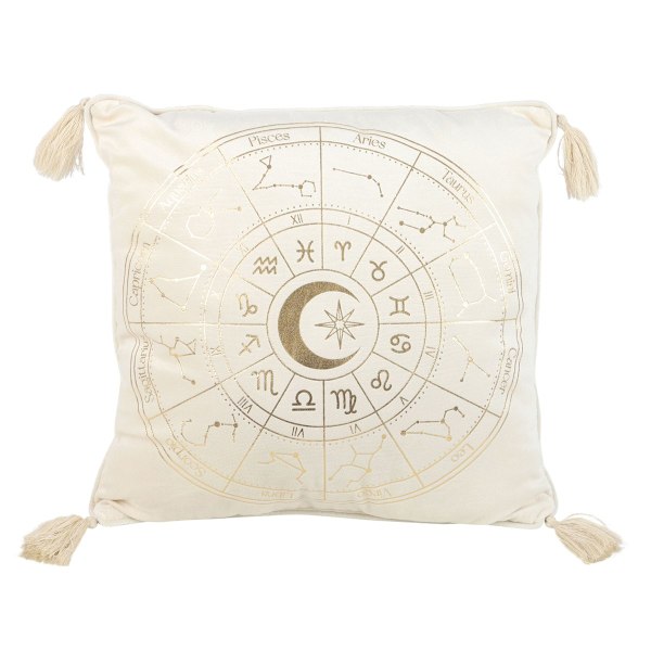 Something Different Astrologi Hjul Kvadratisk Fylld Kudde 35cm Off White/Gold 35cm x 35cm