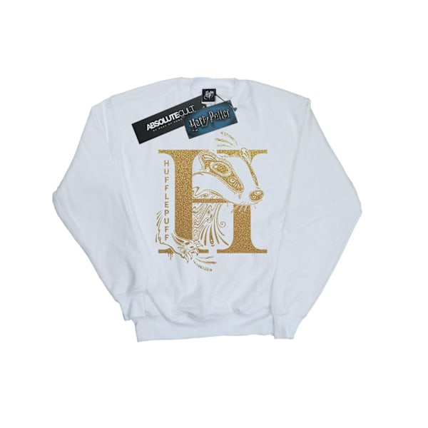 Harry Potter Pojkar Hufflepuff Glitter Sweatshirt 5-6 År Vit White 5-6 Years