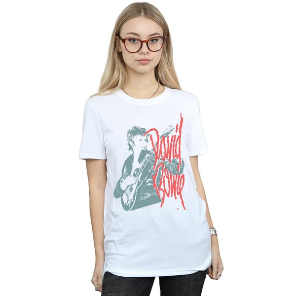 David Bowie Dam/Dam Mono Gitarr Bomull Boyfriend T-shirt White L