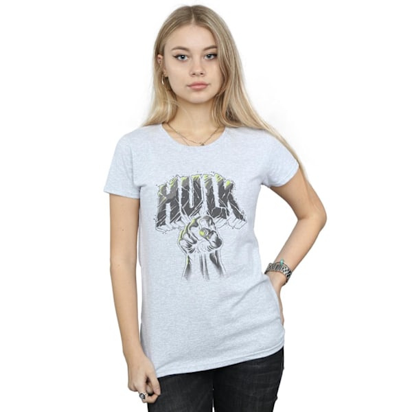 Marvel Dam/Kvinnor Hulk Punch Logo Bomull T-shirt L Sports Grå Sports Grey L