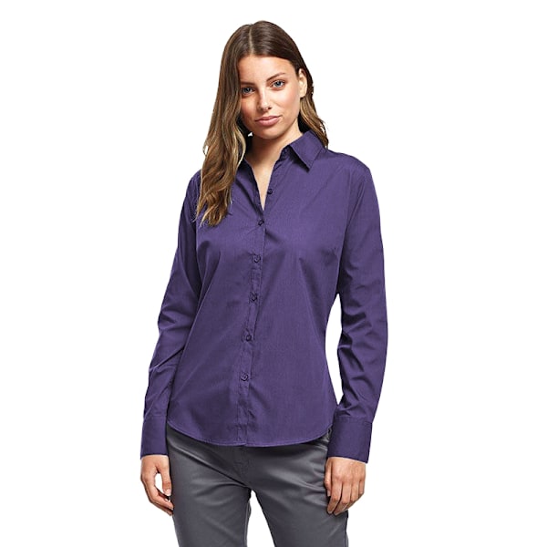 Premier Dam/Kvinnor Poplin Långärmad Blus 14 Lila Purple 14
