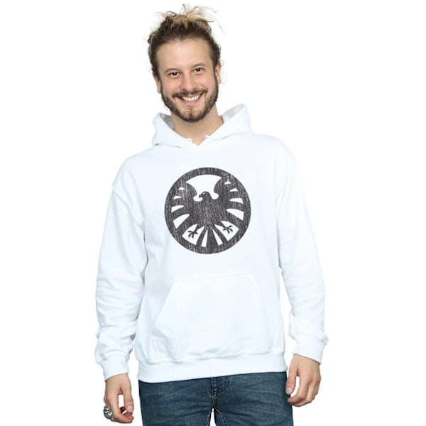 Marvel Herr Agents Of SHIELD Distressed Logo Hoodie 4XL Vit White 4XL