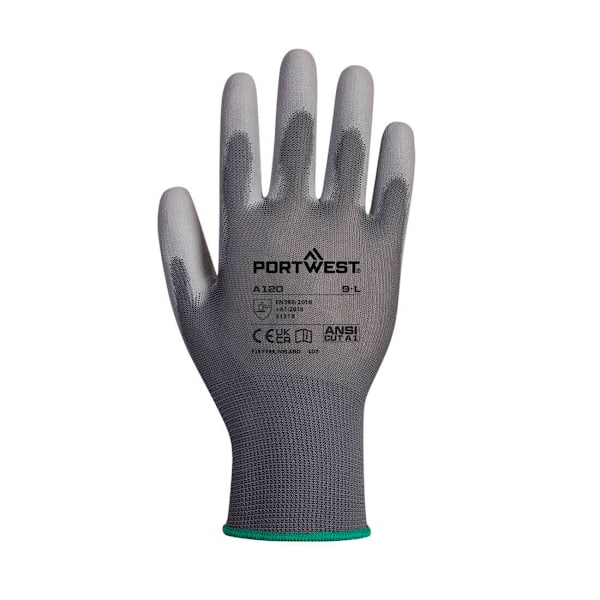Portwest A120 PU Palm Grip Handskar M Grå Grey M