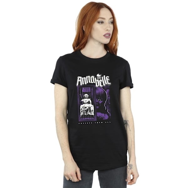 Annabelle Dam/Dam T-shirt med Dockaffisch i Bomull Boyfriend-modell 3X Black 3XL