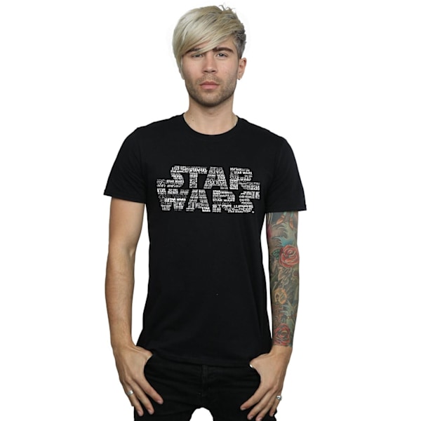 Star Wars T-shirt med textlogotyp för män, XL, svart Black XL