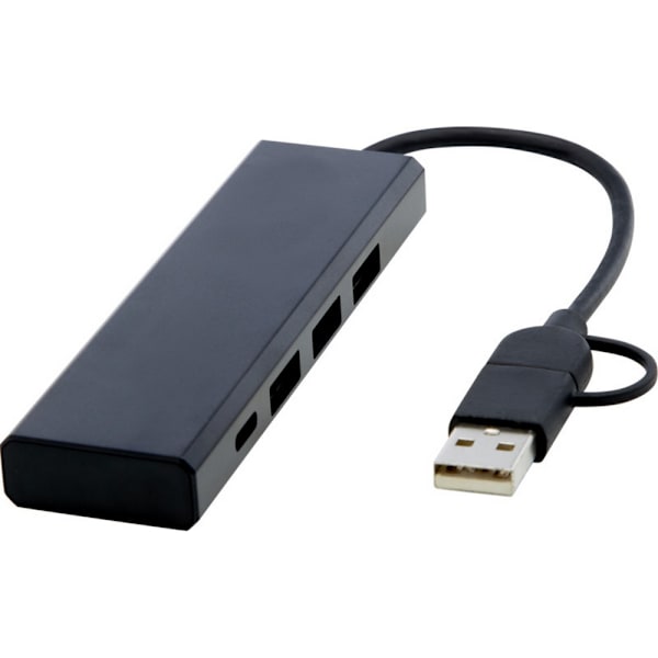 Tekio Rise Återvunnen Aluminium USB 2.0 Hub En Storlek Solid Svart Solid Black One Size