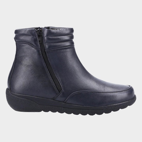 Fleet & Foster Dam/Dam Morocco Twin Zip Läder Ankel Boots Navy 4 UK