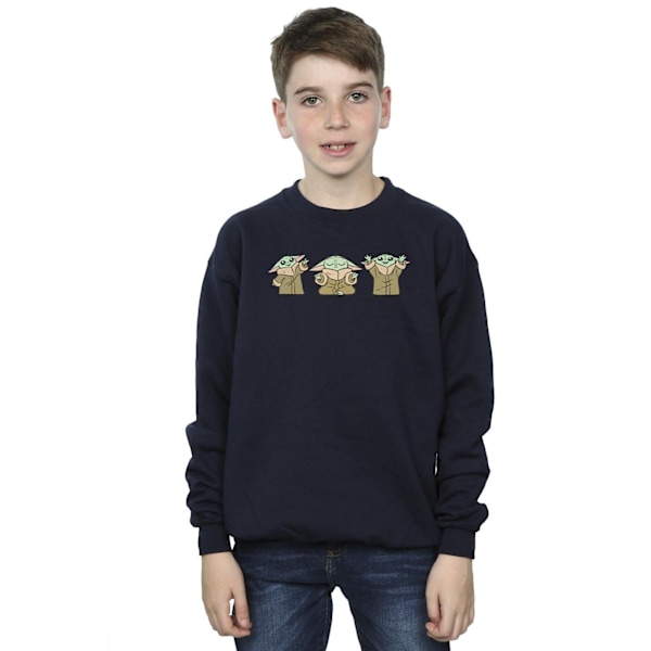 Star Wars Pojkar The Mandalorian Grogu Poses Sweatshirt 7-8 År Navy Blue 7-8 Years