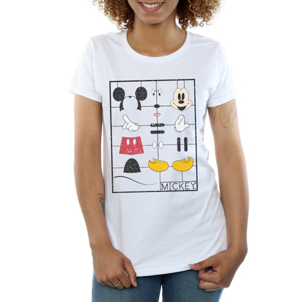 Disney Dam/Kvinnor Mickey Mouse Byggsats Bomull T-shirt White M