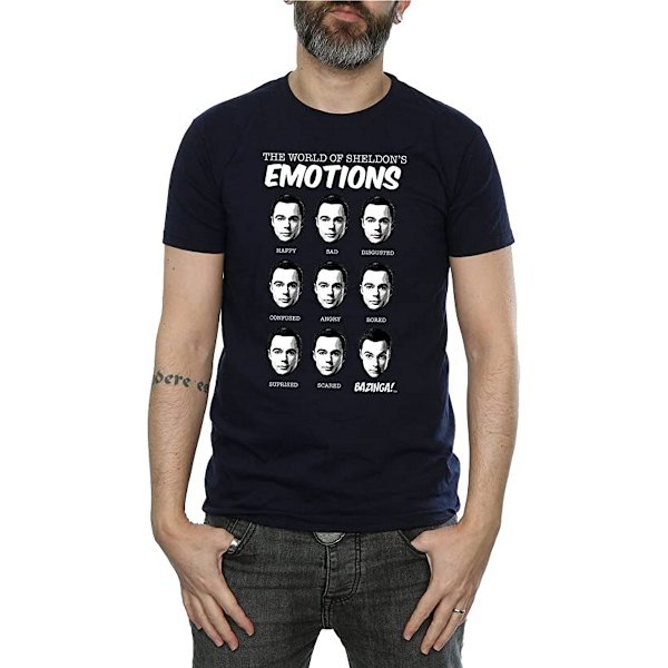 The Big Bang Theory Herr Emotioner Sheldon Bomull T-shirt 3XL Marinblå Navy Blue 3XL