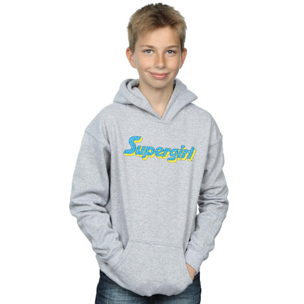 DC Comics Boys Supergirl Crackle Logo Hoodie 12-13 år Sport Sports Grey 12-13 Years