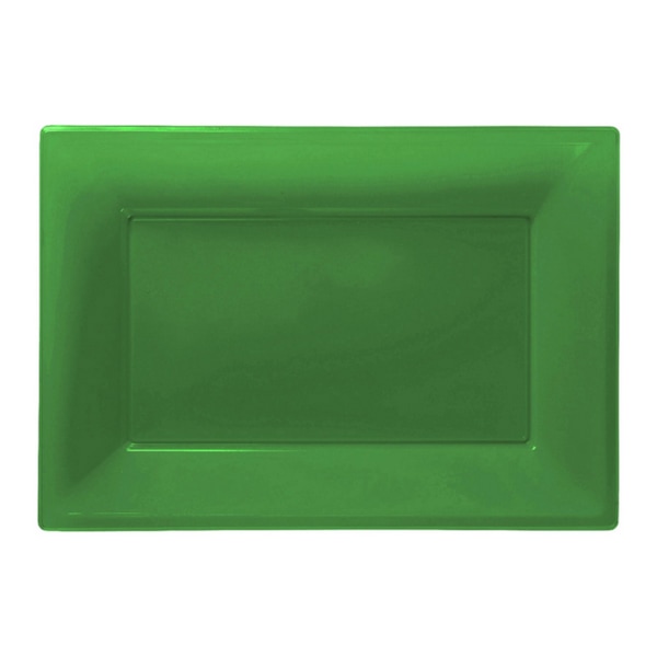 Amscan rektangulära serveringsfat i plast (paket med 3) 33 x 23 Festive Green 33 x 23cm