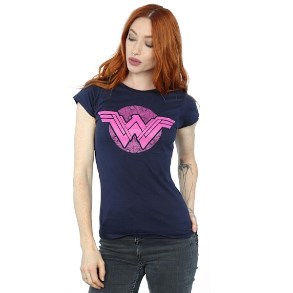 DC Comics Dam/Kvinnor Wonder Woman Rosa Mosaik Bomull T-shirt Navy Blue XL