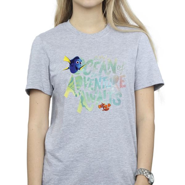 Disney Dam/Damer Finding Dory Ocean Of Adventure Bomull Pojkvän T-shirt Sports Grey M
