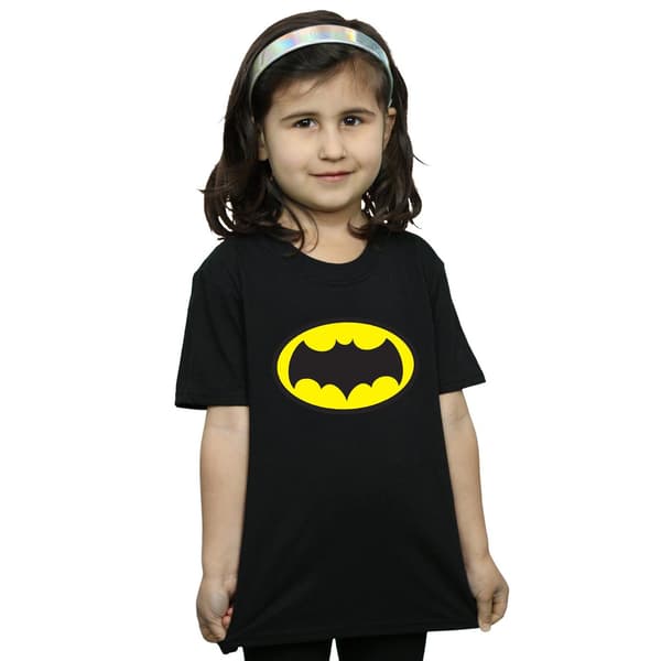 DC Comics Flickor Batman TV-serie Logotyp Bomulls T-shirt 7-8 år Black 7-8 Years