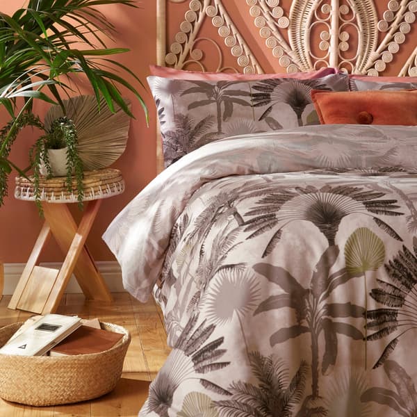 Furn Malaysisk Palm Påslakan Set Dubbel Blush Blush Double