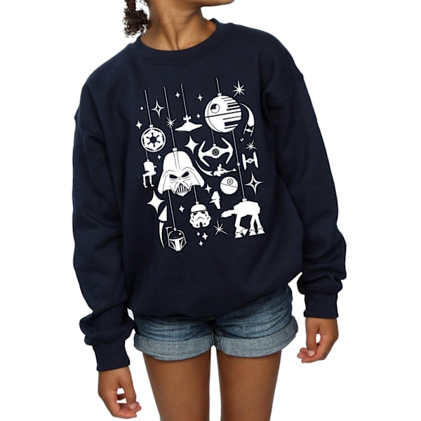 Star Wars Girls Jul Dekorationer Sweatshirt 12-13 År Marinblå Navy Blue 12-13 Years