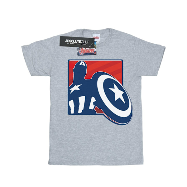 Marvel Girls Avengers Captain America Outline Bomull T-shirt 12 Sports Grey 12-13 Years