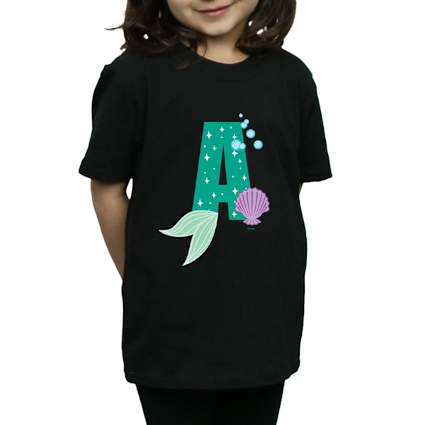 Disney Girls Alphabet A Is For Ariel Bomull T-shirt 5-6 År B Black 5-6 Years