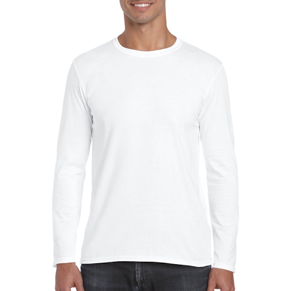 Gildan Herr Soft Style Långärmad T-shirt S Vit White S