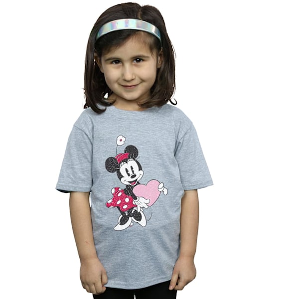 Disney Girls Minnie Mouse Love Heart Bomull T-shirt 12-13 år Sports Grey 12-13 Years