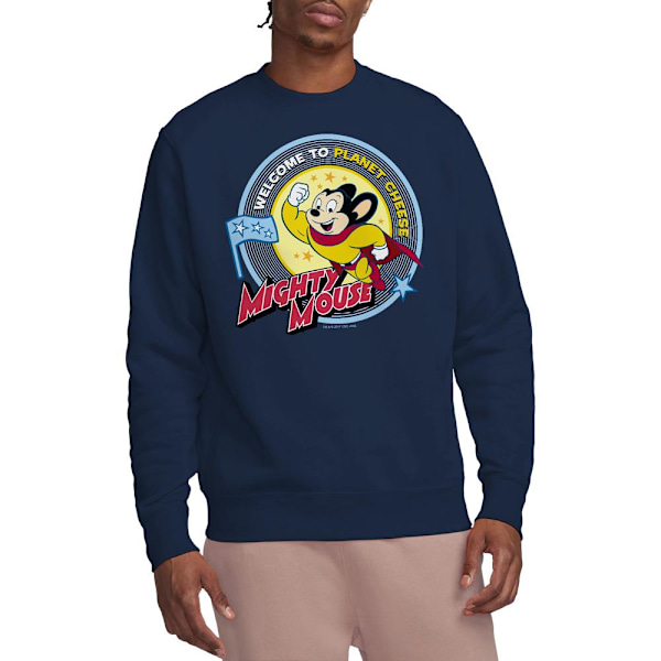 Mighty Mouse Unisex Vuxen Planet Cheese Sweatshirt L Marinblå Navy L