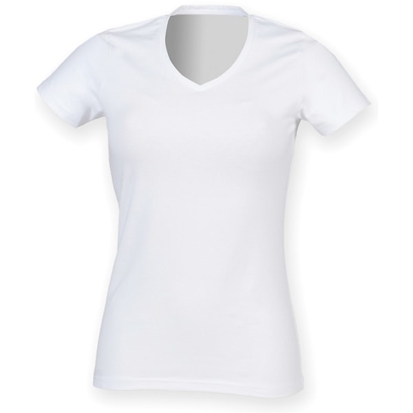 Skinni Fit Dam/Kvinnor Feel Good Stretch V-ringad T-shirt M Vit White M