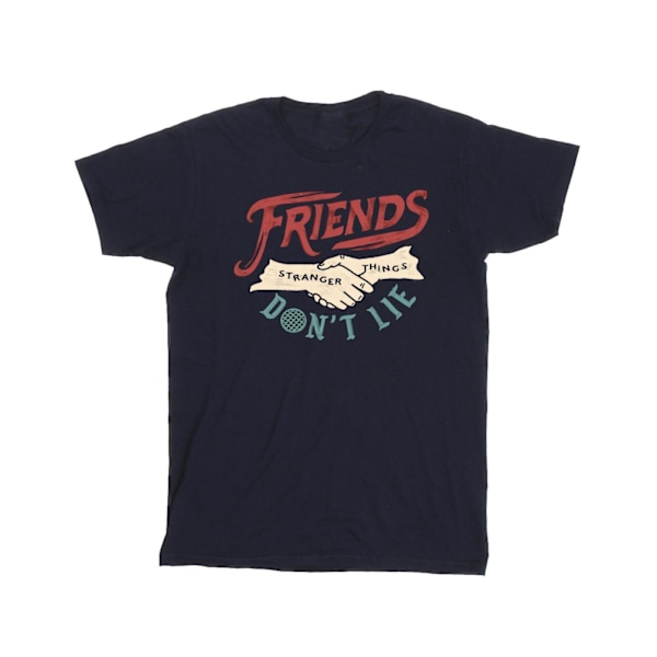 Netflix Girls Stranger Things Friends Don´t Lie Hands Bomull T-shirt Navy Blue 12-13 Years