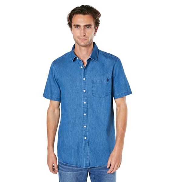 Maine Herr Denim Kortärmad Skjorta S Mellanblå Mid Blue S