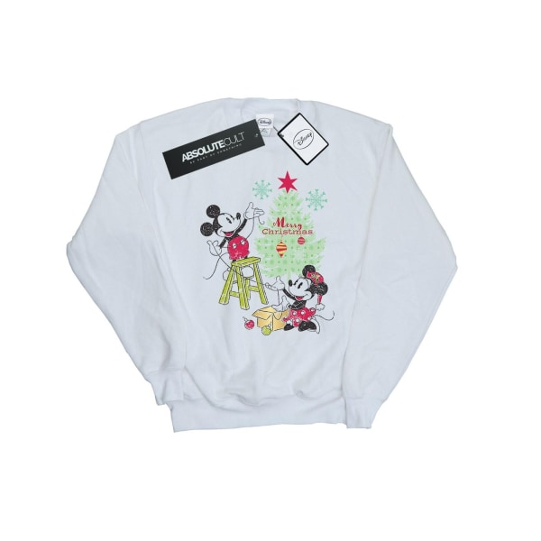Disney Mens Mickey And Minnie Christmas Tree Sweatshirt 3XL Whi White 3XL