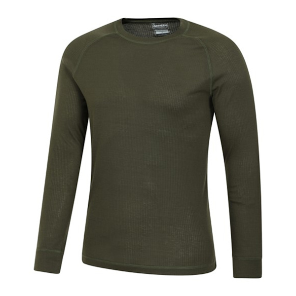 Mountain Warehouse Talus Långärmad Termo T-shirt med Rund Hals för Herr Khaki Green XL