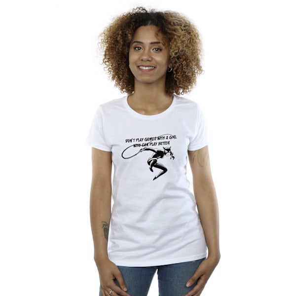 DC Comics Dam/Kvinnor Catwoman Don´t Play Games Bomull T-Shir White M