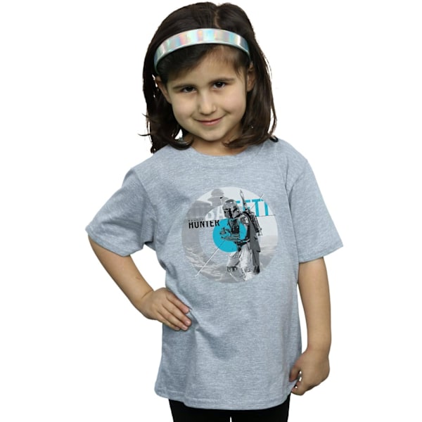 Star Wars Girls Boba Fett Bounty Hunter Circle Bomull T-shirt 5 Sports Grey 5-6 Years