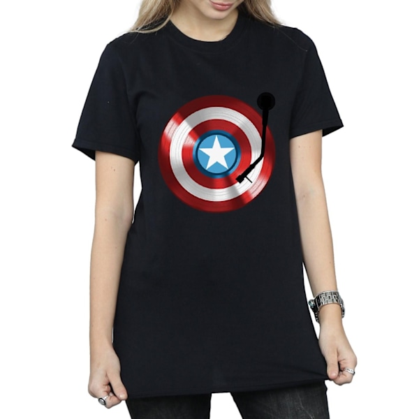 Marvel Womens/Ladies Captain America Turntable Bomull Boyfriend Black XL