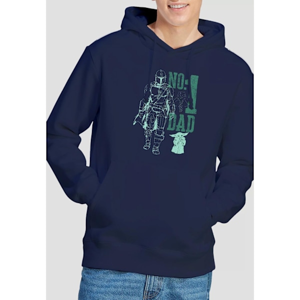 Star Wars: The Mandalorian Herr No. 1 Pappa Mando Hoodie L Marinblå Navy L