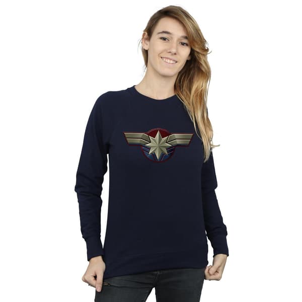 Marvel Dam/Kvinnor Captain Marvel Bröst Emblem Sweatshirt L N Navy Blue L