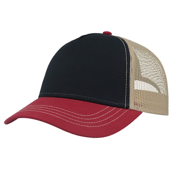 Atlantis Unisex Adult Rapper 5 Panel Canvas Recycled Trucker Ca Navy/Burgundy/Khaki One Size