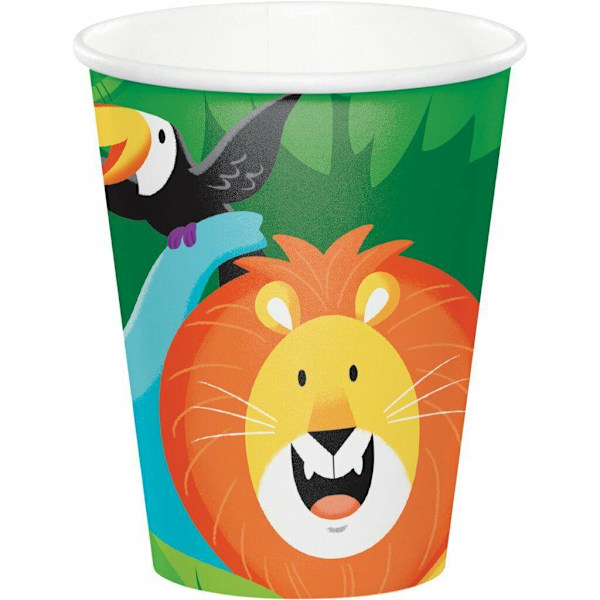 Kreativa fest djungel safari engångsmuggar i papper (8-pack) O Multicoloured One Size
