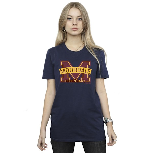 Netflix Dam/Kvinnor Sex Education Moordale M Logo 2 Bomull Boyfriend T-Shirt L Marinblå Navy Blue L