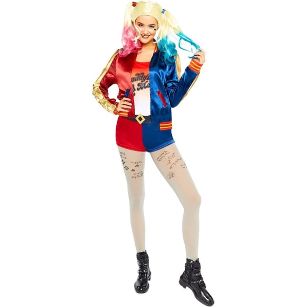Harley Quinn Girls Daddy's Lil Monster Costume Set 8-10 Years F Blue/Red 8-10 Years