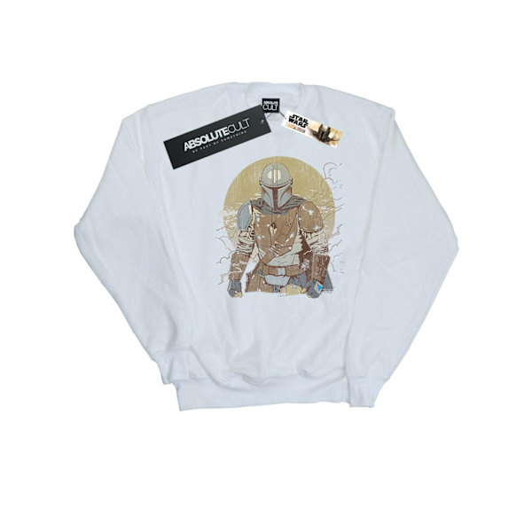 Star Wars Herr The Mandalorian Distressed Warrior Sweatshirt 4X White 4XL