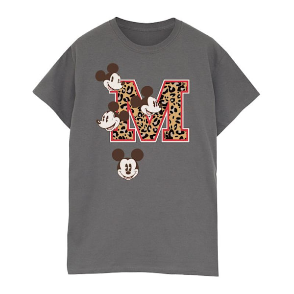 Mickey Mouse Dam/Kvinnor M Faces Bomulls Boyfriend T-Shirt XXL Charcoal XXL