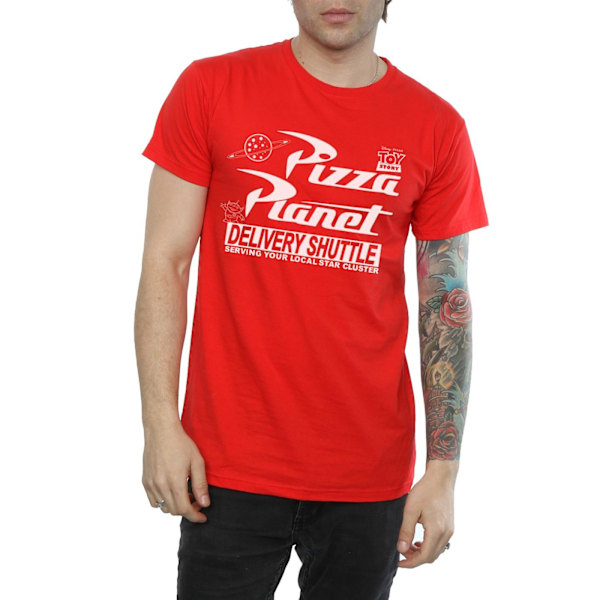 Toy Story Herr T-shirt i bomull med Pizza Planet, M, röd Red M