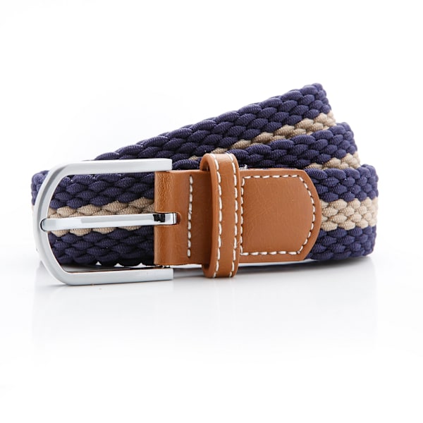 Asquith & Fox Herr Tvåfärgad Randig Flätad Stretchbälte En Storlek Navy/Khaki One Size