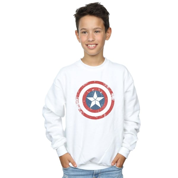 Marvel Boys Captain America Civil War Distressed Shield Sweatshirt White 12-13 Years