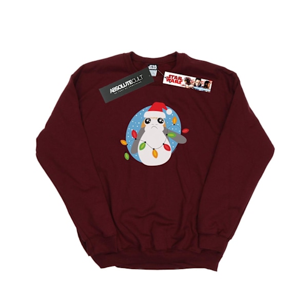 Star Wars Mens The Last Jedi Porg Julbelysning Sweatshirt X Burgundy XL